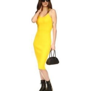 MICHAEL Michael Kors Vibrant Yellow Midi Dress